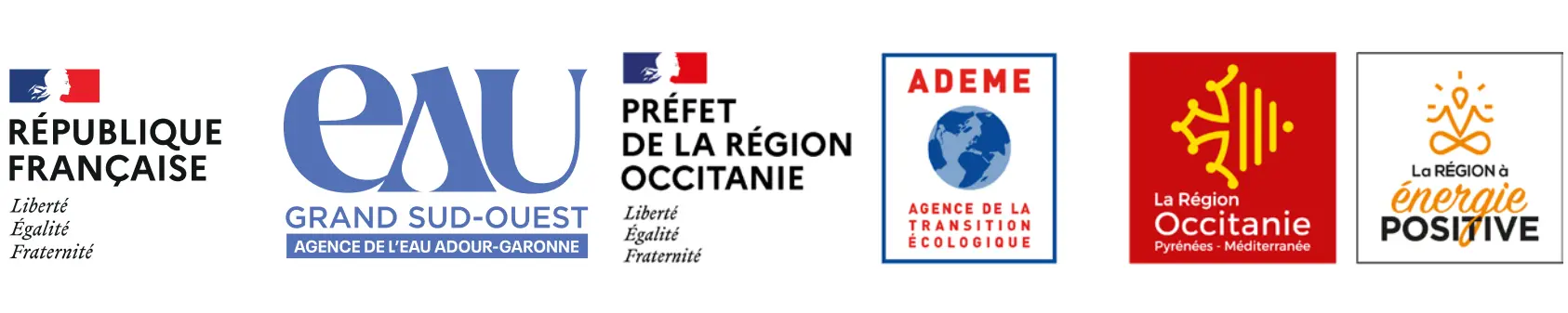 Logos financeurs Adour-Garonne Ademe Région Occitanie