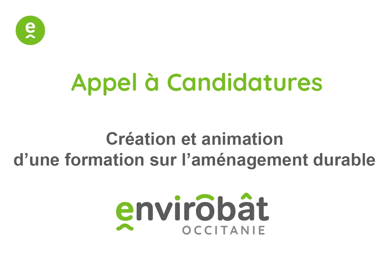 Appel à candidatures | Création et animation d’une formation sur l’aménagement durable