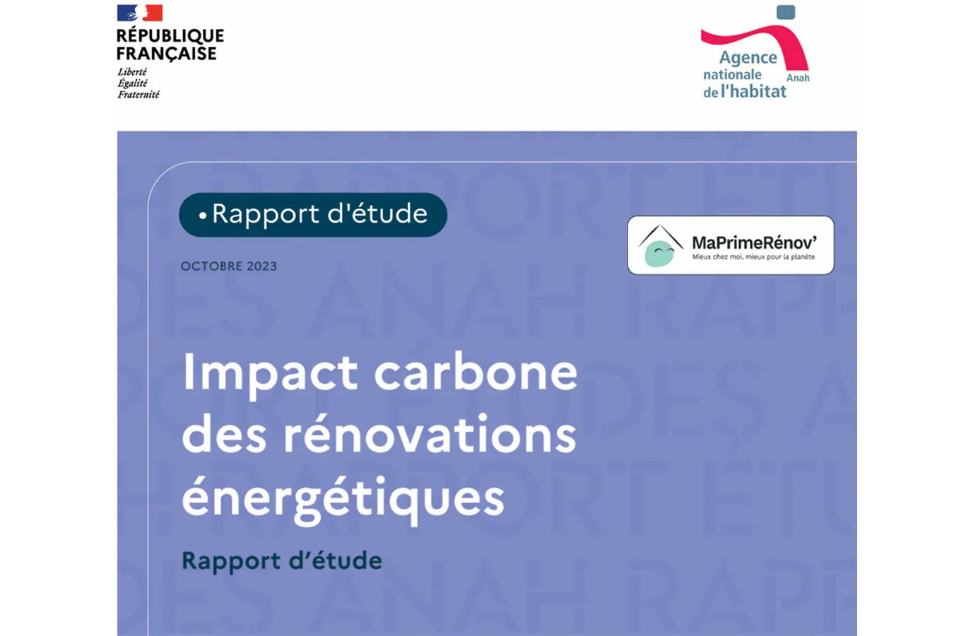 L'étude bilan carbone des rénovations énergétiques 2022 - 2023 | ANAH & Pouget Consultants