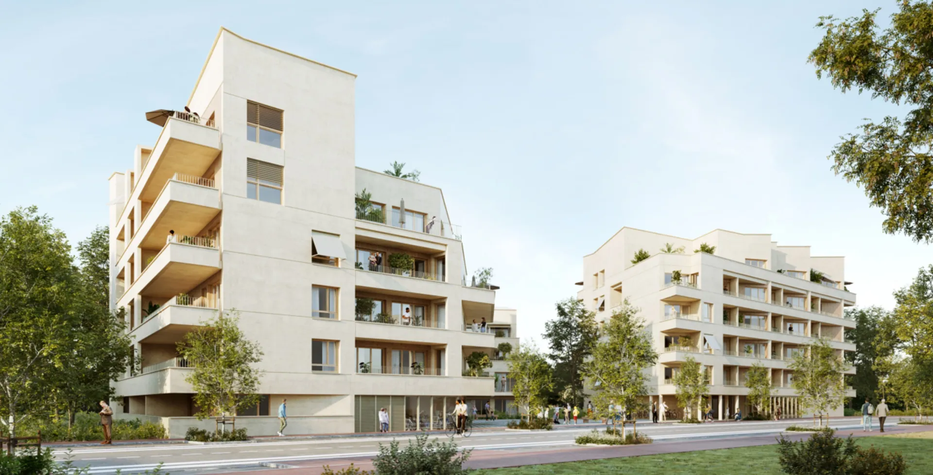 Perspective des façades donnant sur la rue André Turcat