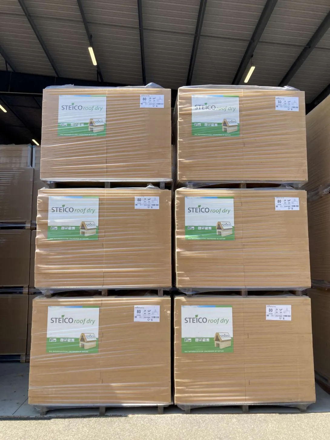 Usine Steico - Palettes d'isolants rigides