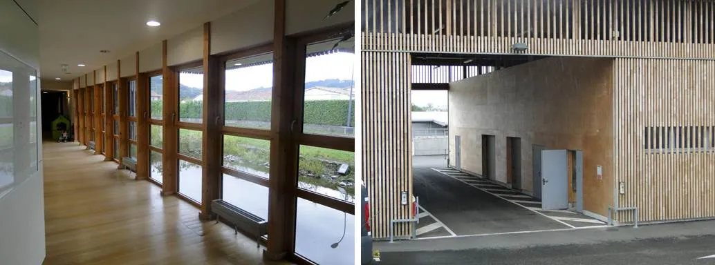 30. Le bois, présent en intérieur et en extérieur (à droite, vue sur le centre routier)